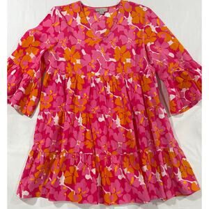 Charlie Paige Floral Dress Pink and Orange Size Large (042)